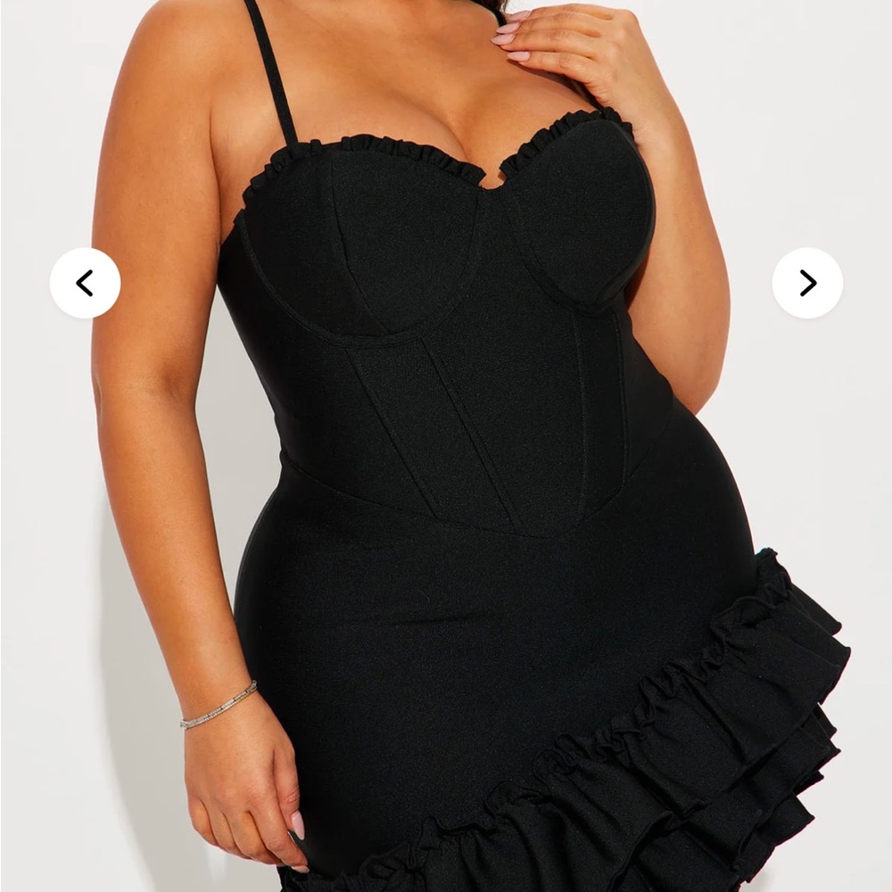 Fashion Nova Black Ruffle Chemise